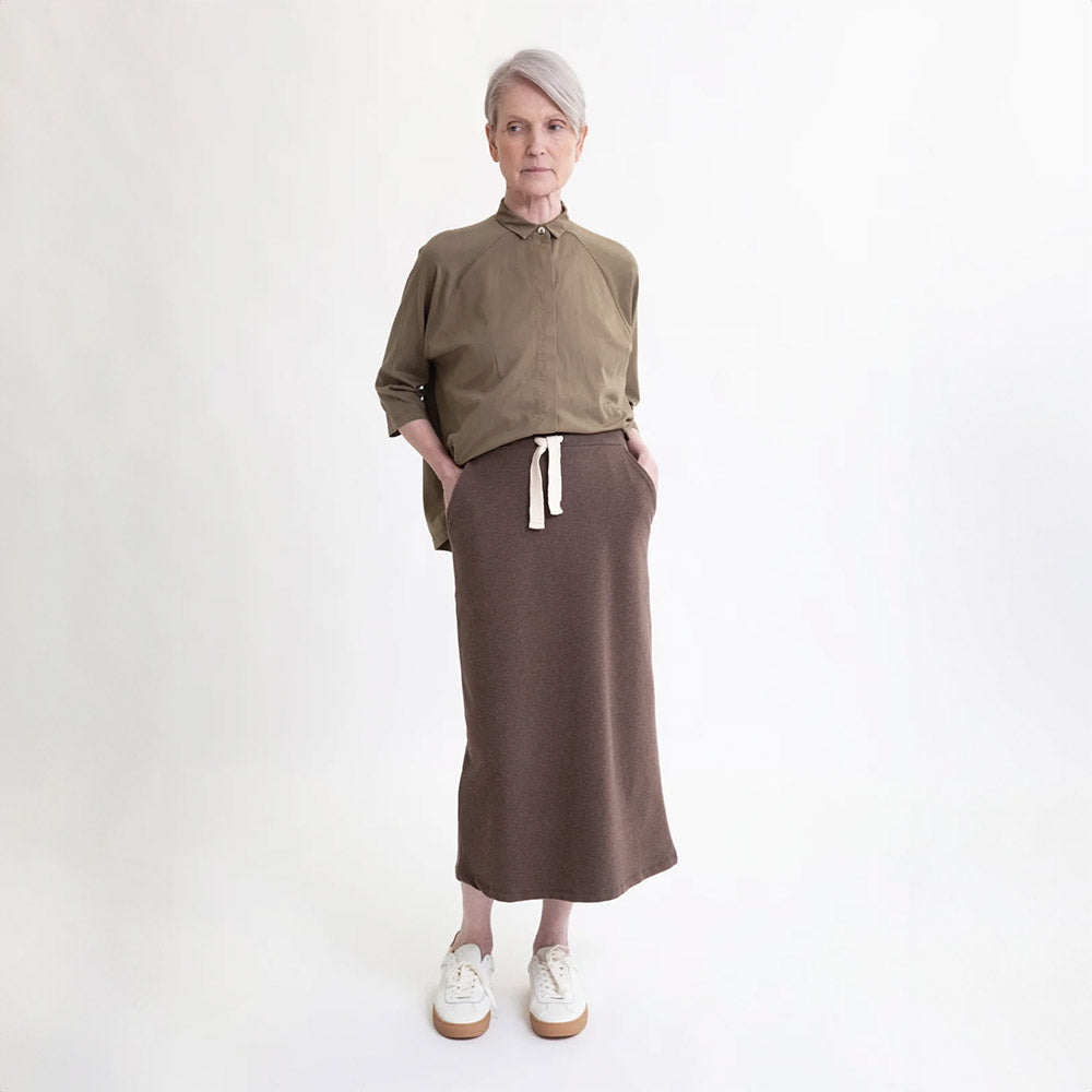 Ana Organic Cotton Skirt - Brown-Marl