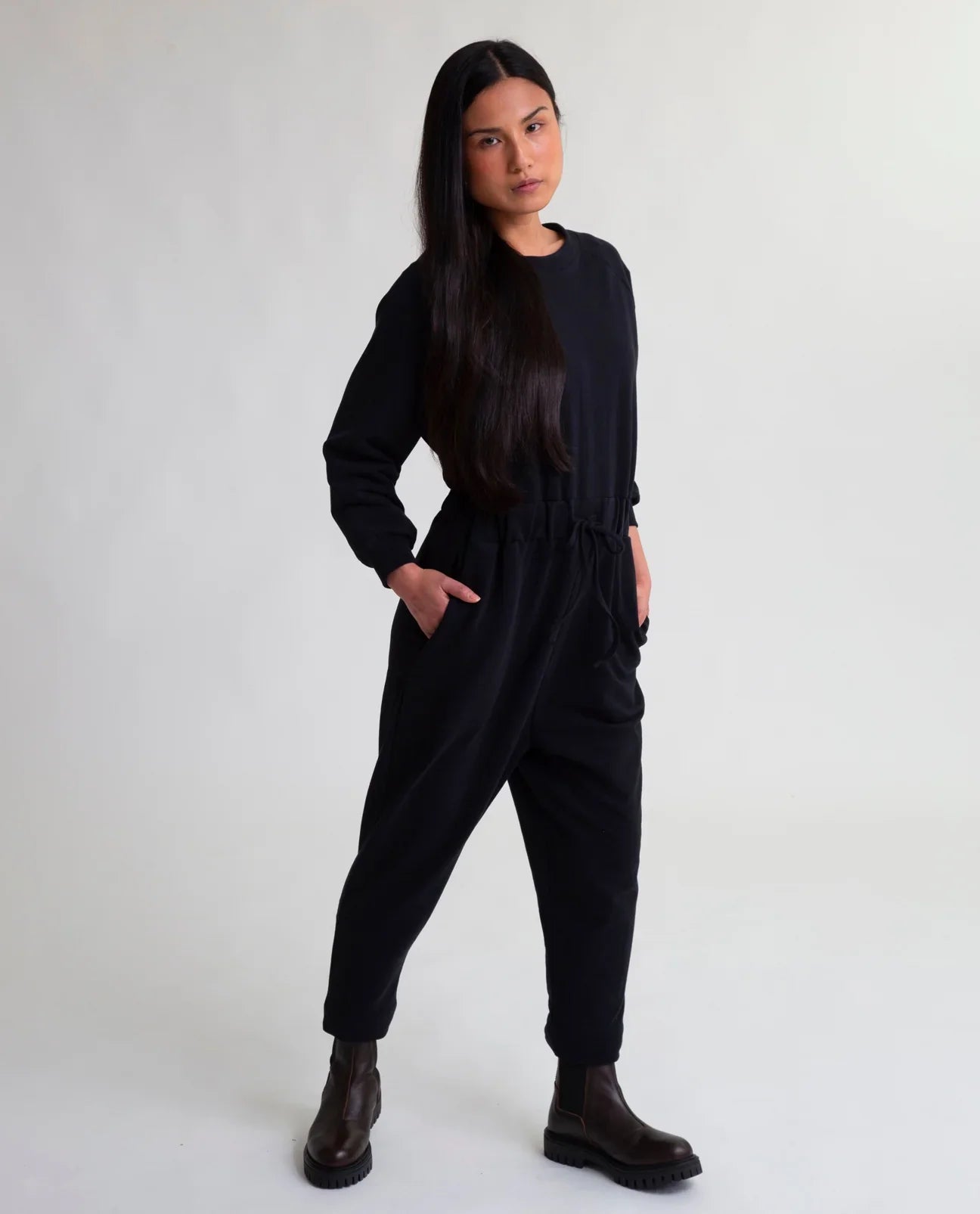 Nina Organic Cotton Jumpsuit - Black